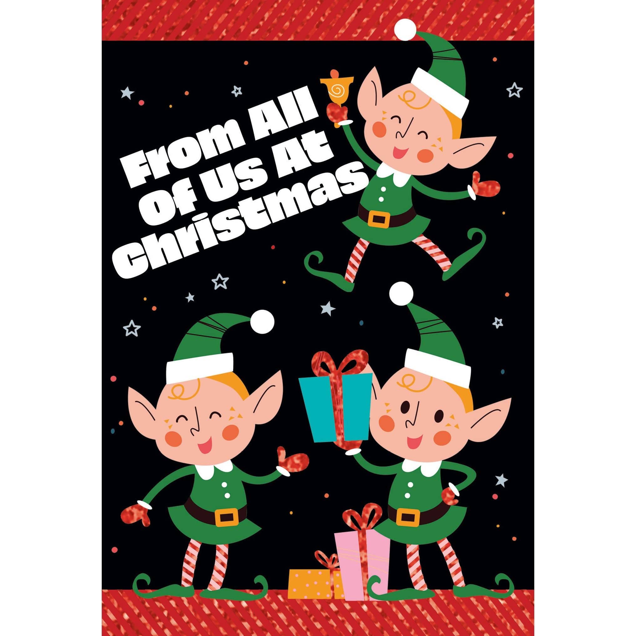 Pictura Elf Trio Christmas card featuring festive holiday illustrations and seasonal greeting design.